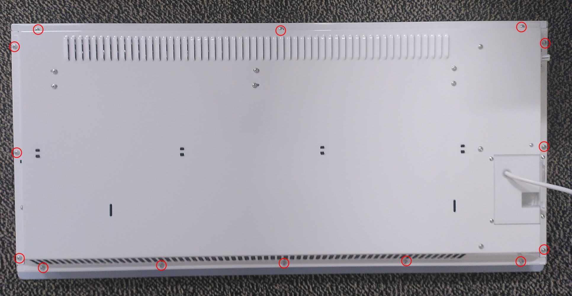 Drawing of the screw locations